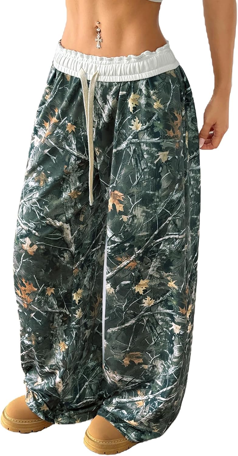 Women's Camo Pants Wide Leg Baggy Sweatpants for Trendy Style