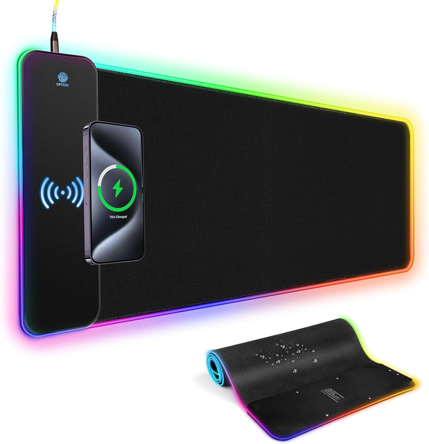 Wireless Charging RGB Mouse Pad: 15W Fast Charge, XXL Size, 13 Light Modes
