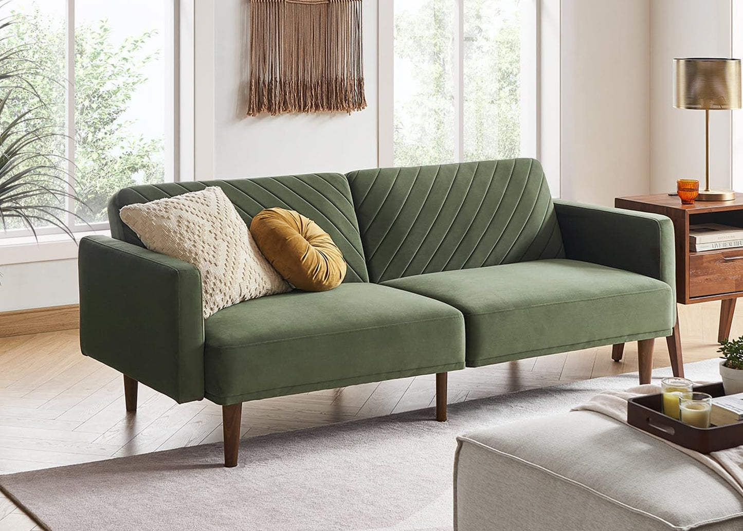 Mid Century Modern Futon Sofa Bed for Stylish Living Rooms