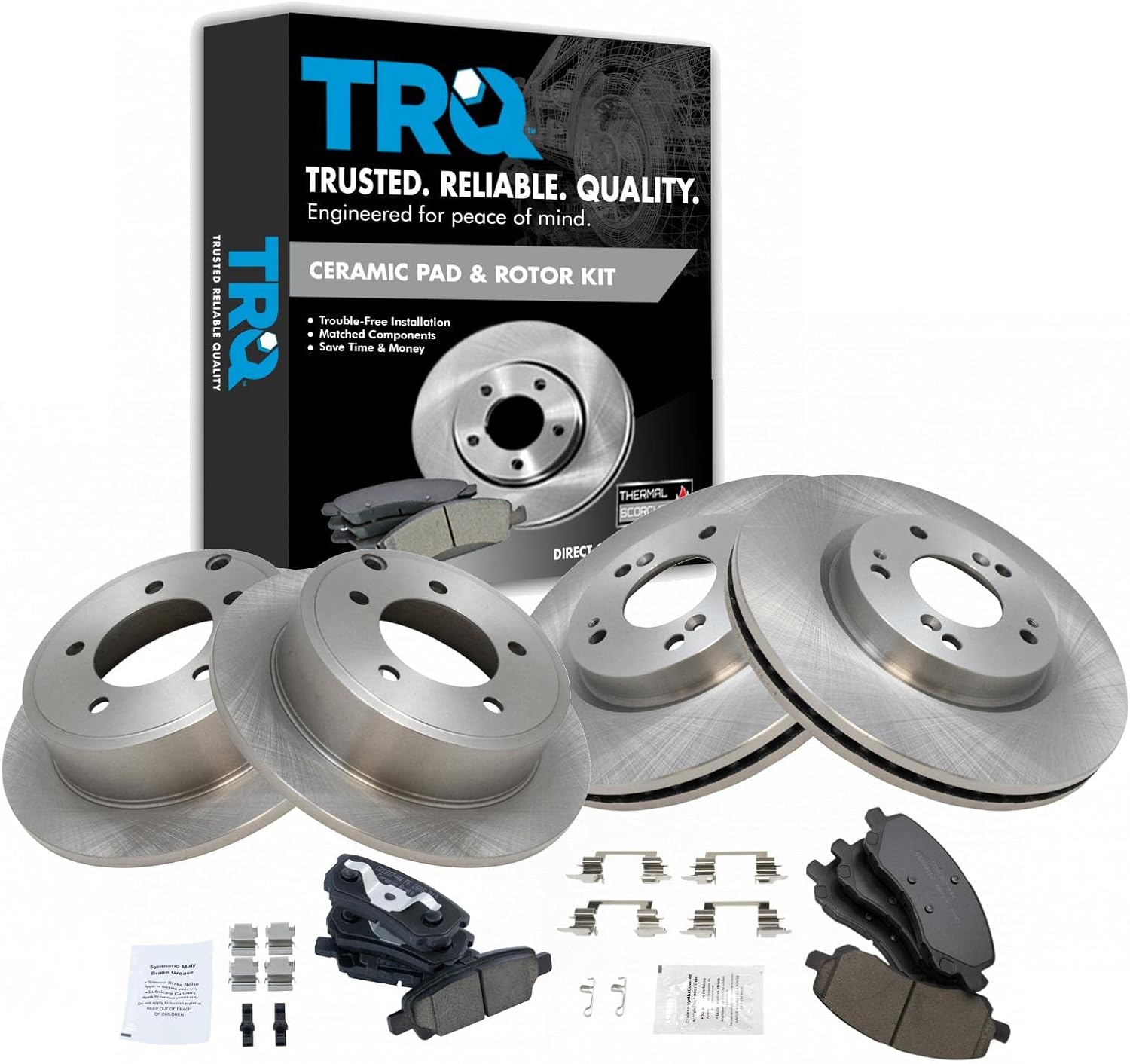 TRQ Front and Rear Brake Pad & Rotor Kit for Jeep Compass