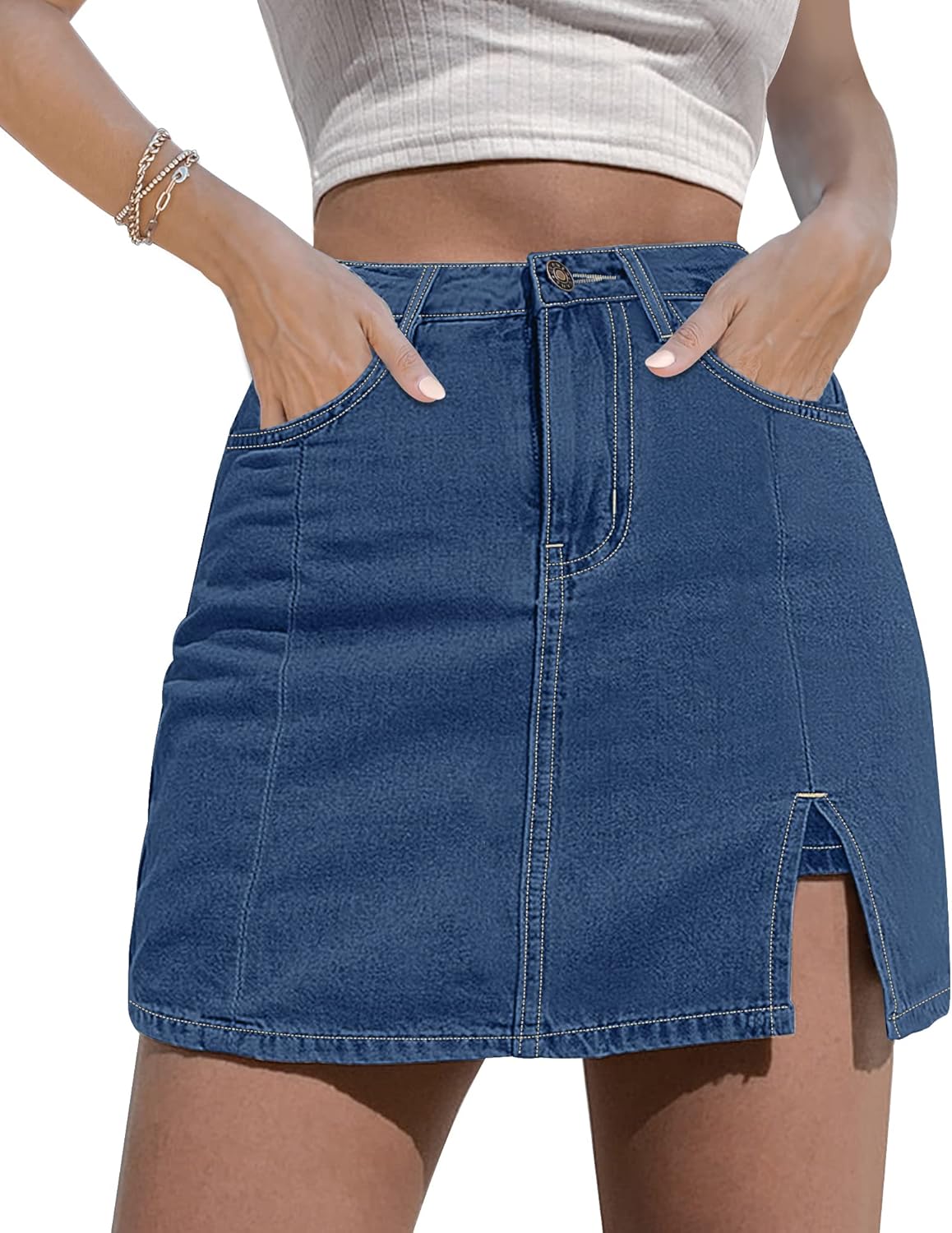 Luvamia Skorts Skirts for Women High Waisted Denim Mini Skirt