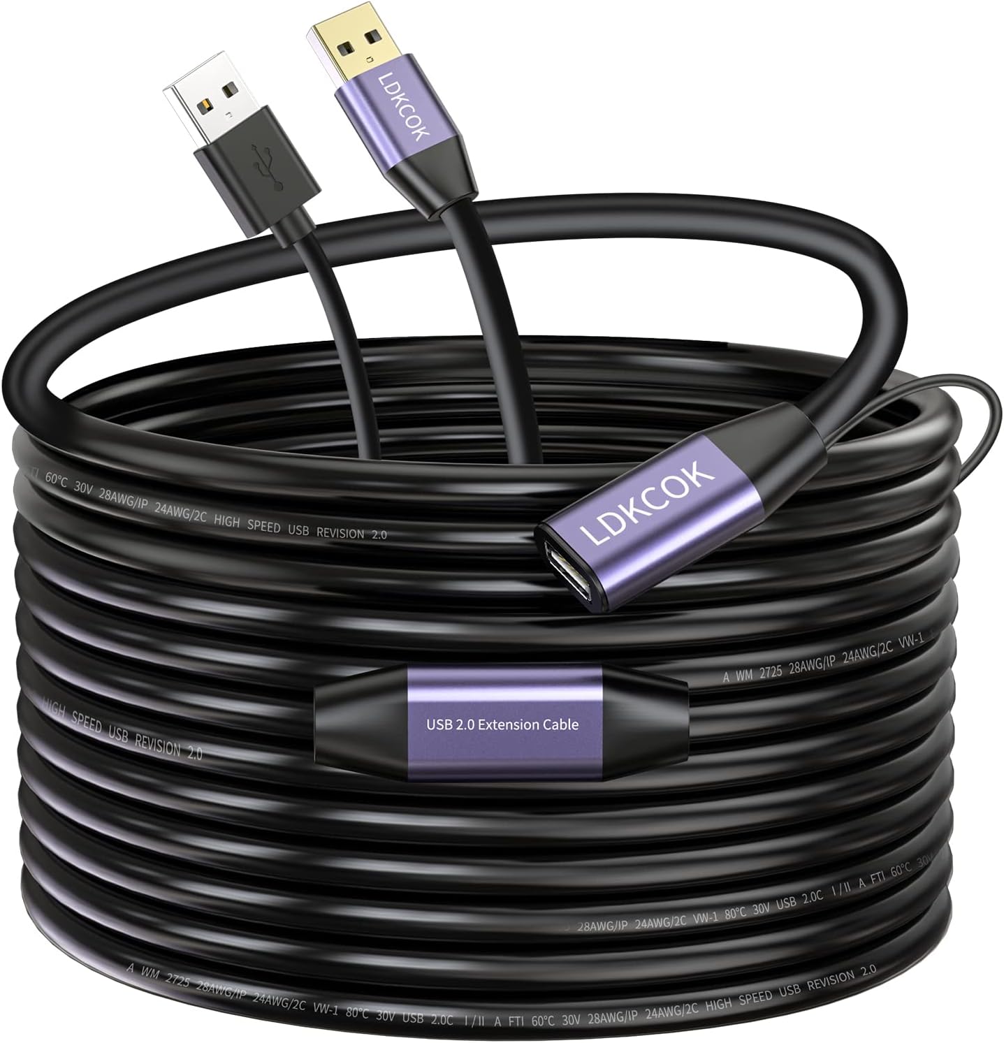 50ft USB 2.0 Repeater Cable - High Speed 480 Mbps