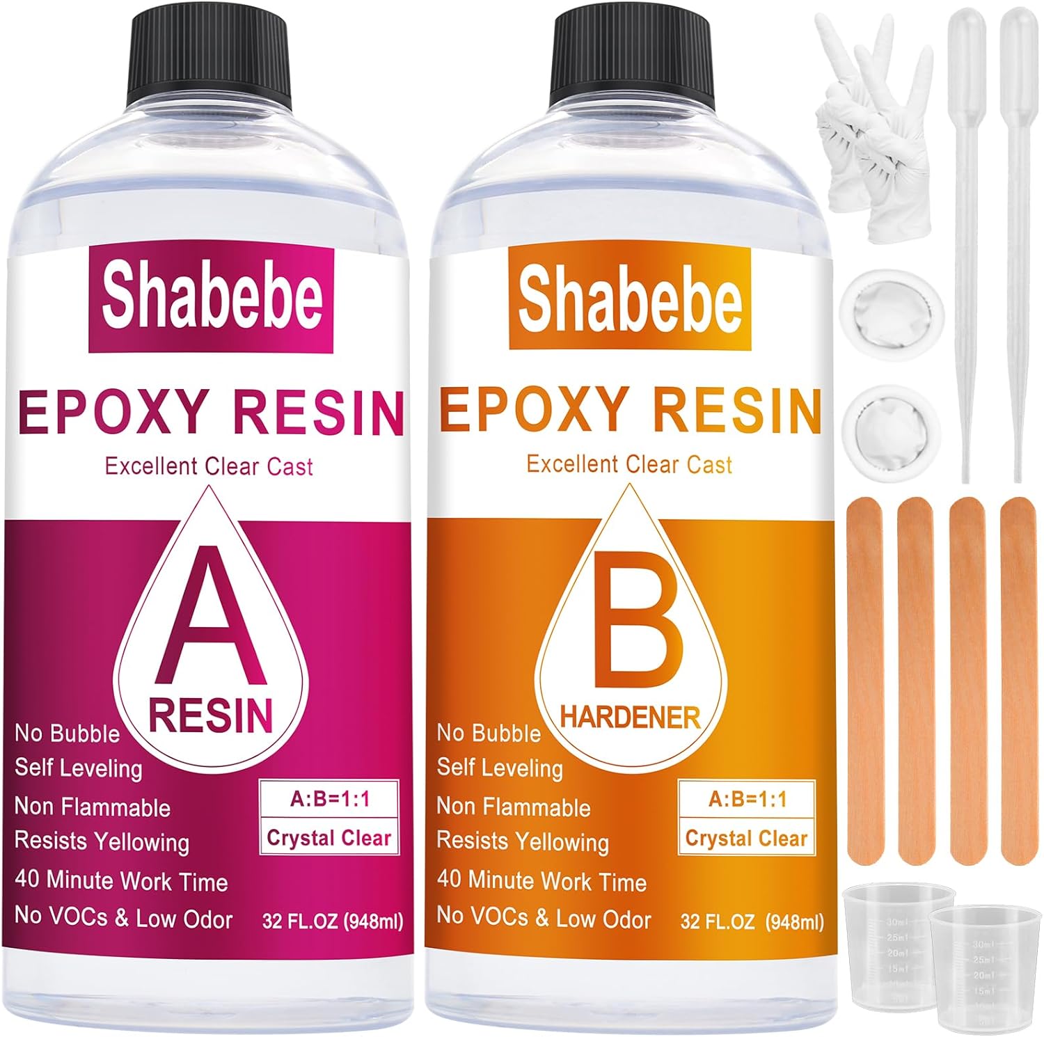 Epoxy Resin 64OZ Crystal Clear Casting Kit for DIY Projects