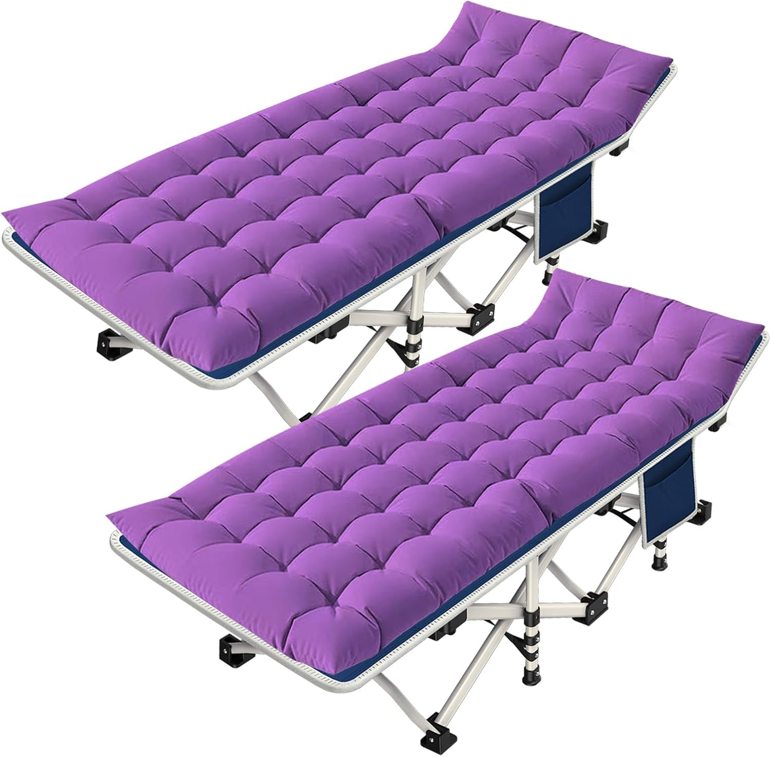 2 Pack Camping Cot with Mattress for Comfortable Sleeping