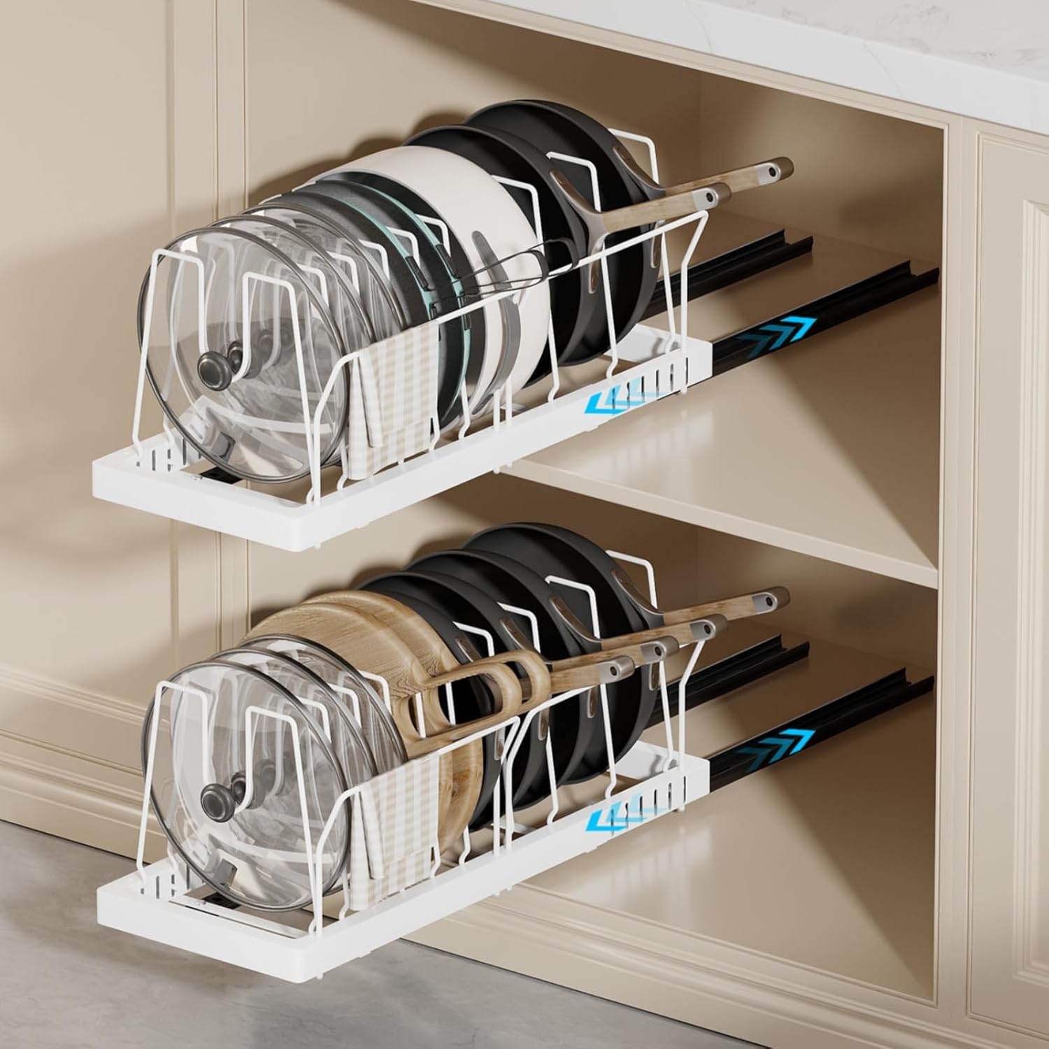 Expandable Pot and Pan Organizer with Adjustable Dividers