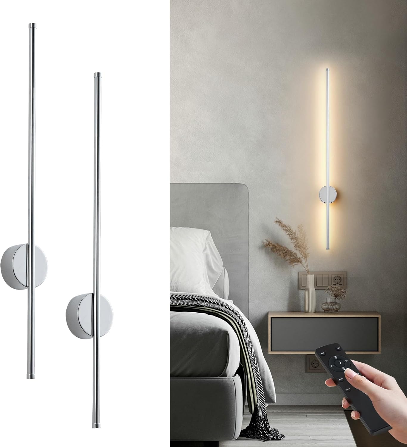 Battery Operated Modern Wall Sconces with Remote Control Set