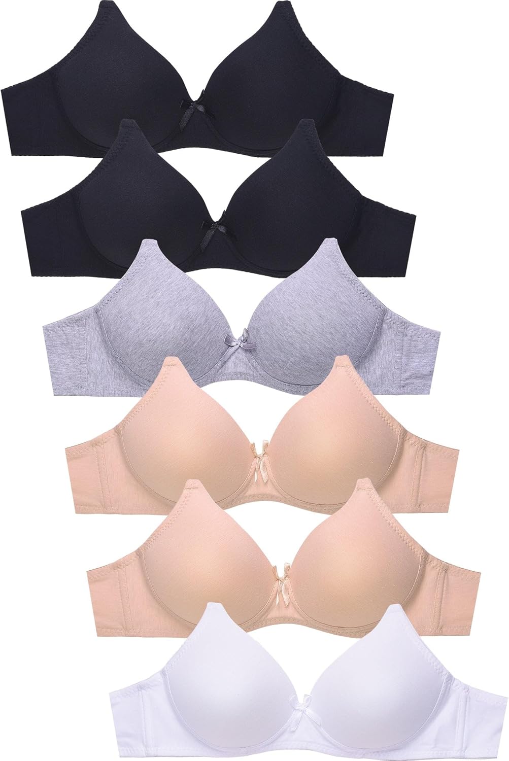Mamia Women's Basic Plain Bras Pack of 6 for Everyday Comfort