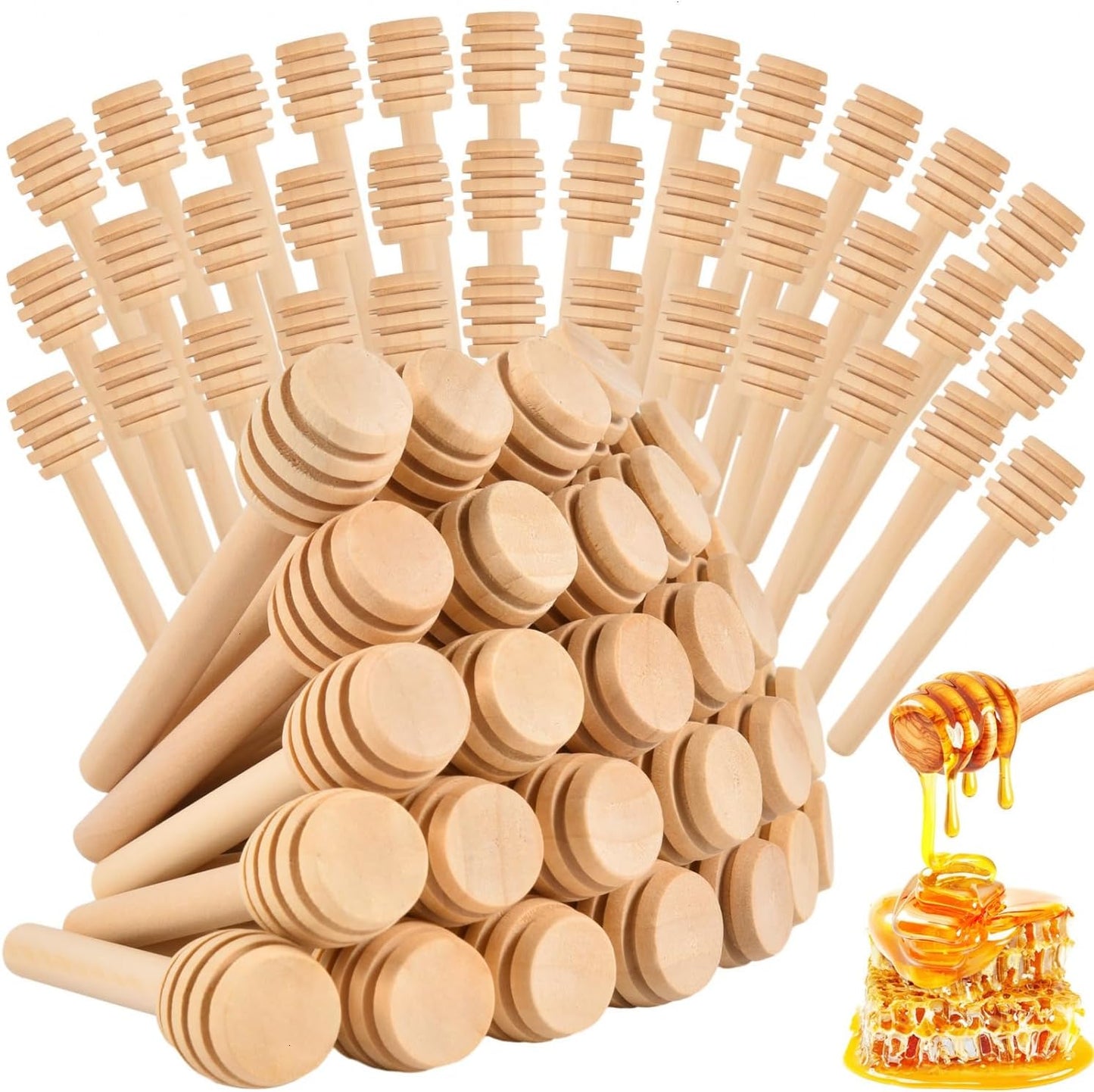 200 PCS Wooden Honey Dipper Sticks by WEFOO for Parties