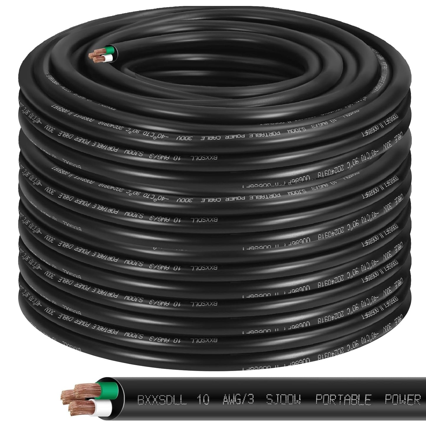 200FT 10/3 SJOOW 300V Wire for Heavy Duty Power Applications