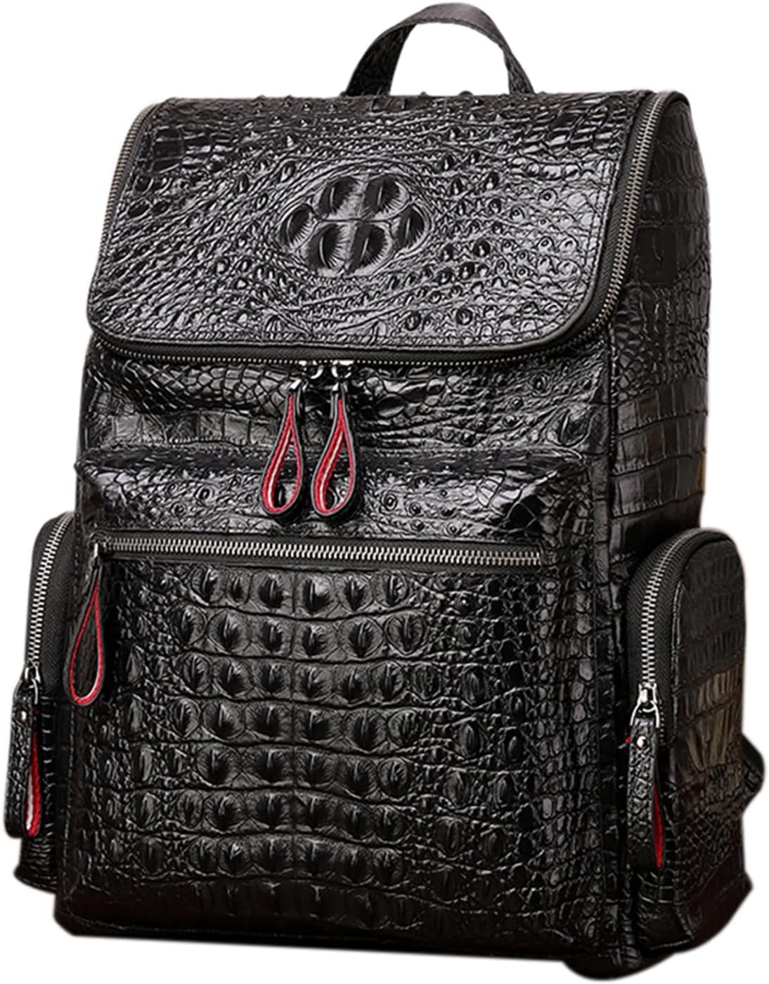 Boshiho Real Leather Laptop Backpack for Men - Crocodile Pattern