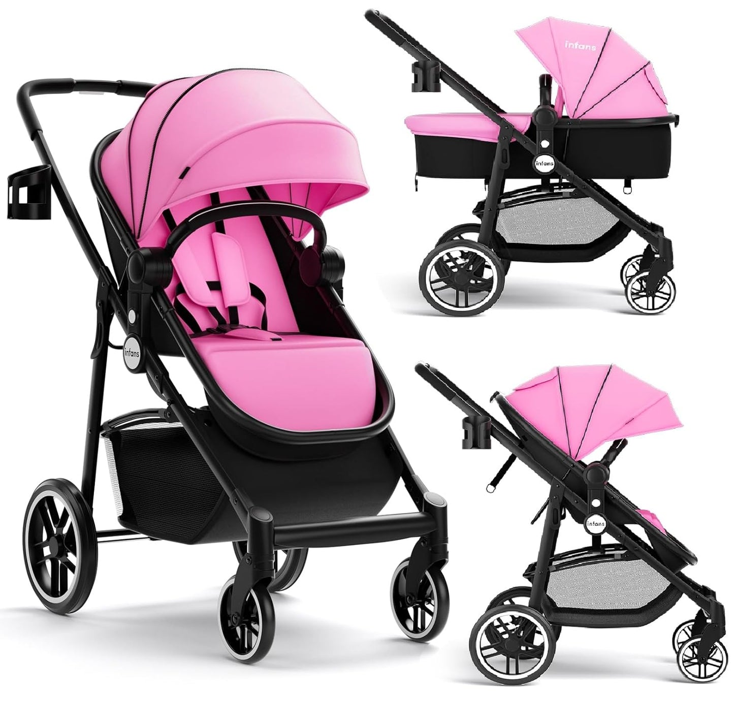 2 in 1 Baby Stroller with Reversible Bassinet for Comfort
