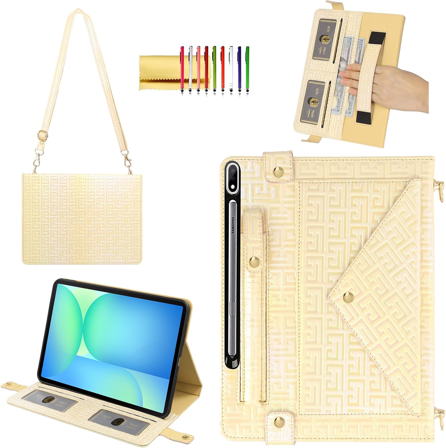 Shiny Case for Samsung Galaxy Tab S10 FE Plus with Wallet Design