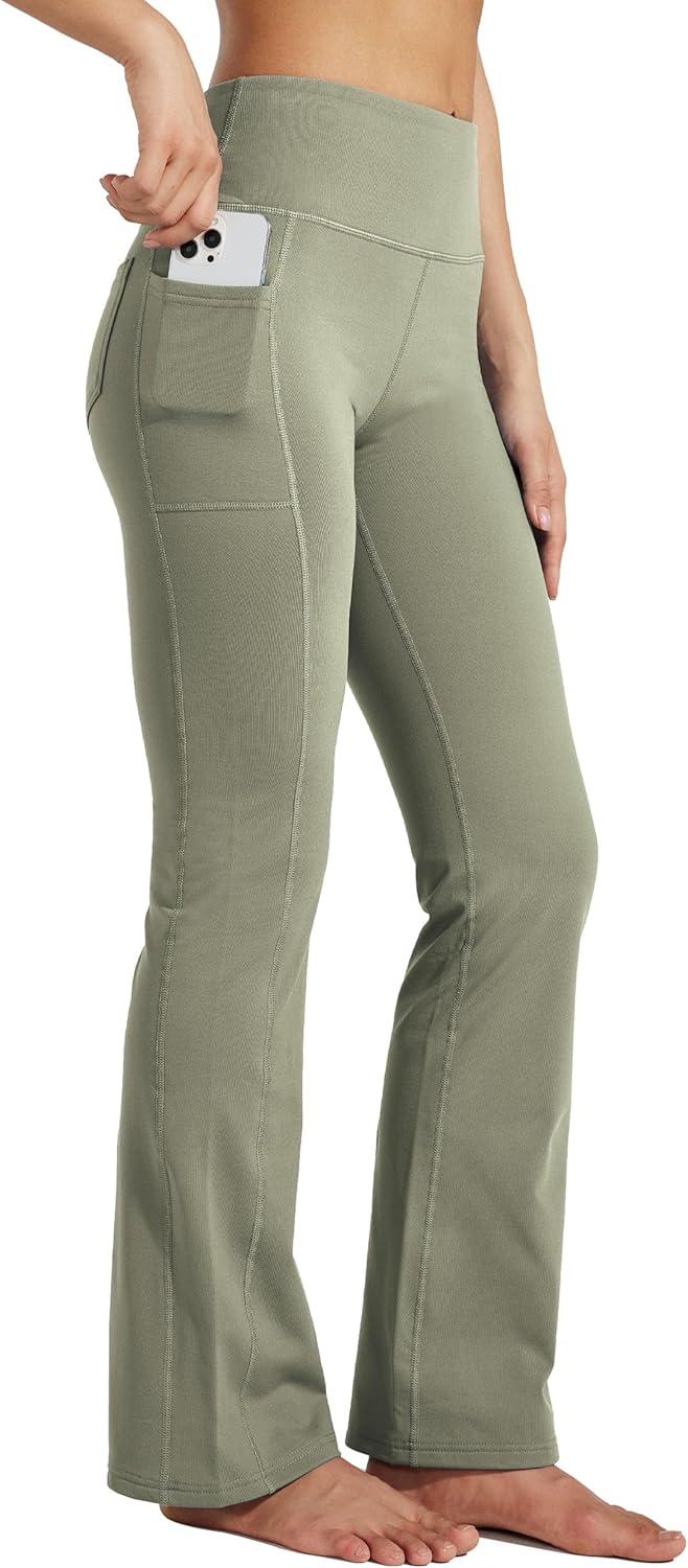 Willit Women's Fleece Lined Yoga Bootcut Pants for Winter Wear