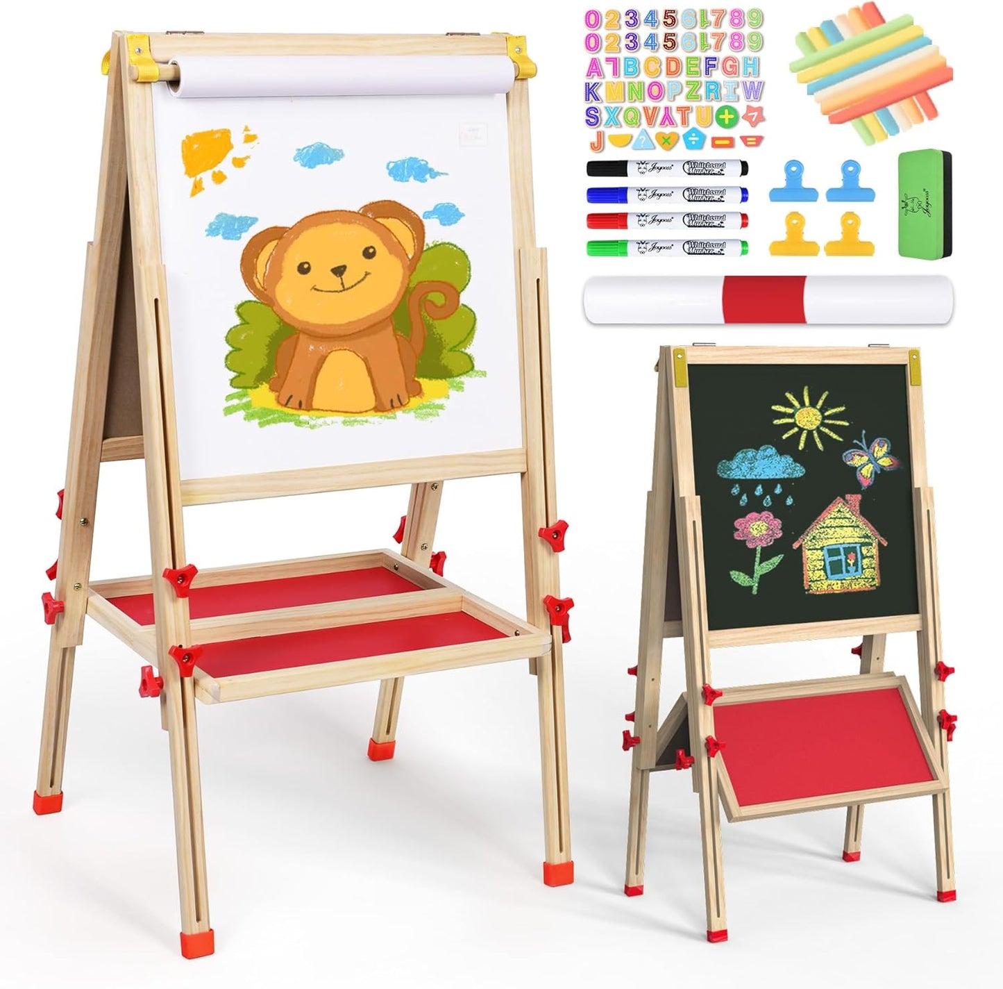 Joyooss Art Easel for Kids - Double Sided Toddler Easel Fun