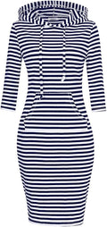 MISSKY Womens Casual 3/4 Sleeve Pullover Hoodie Dress - Comfortable