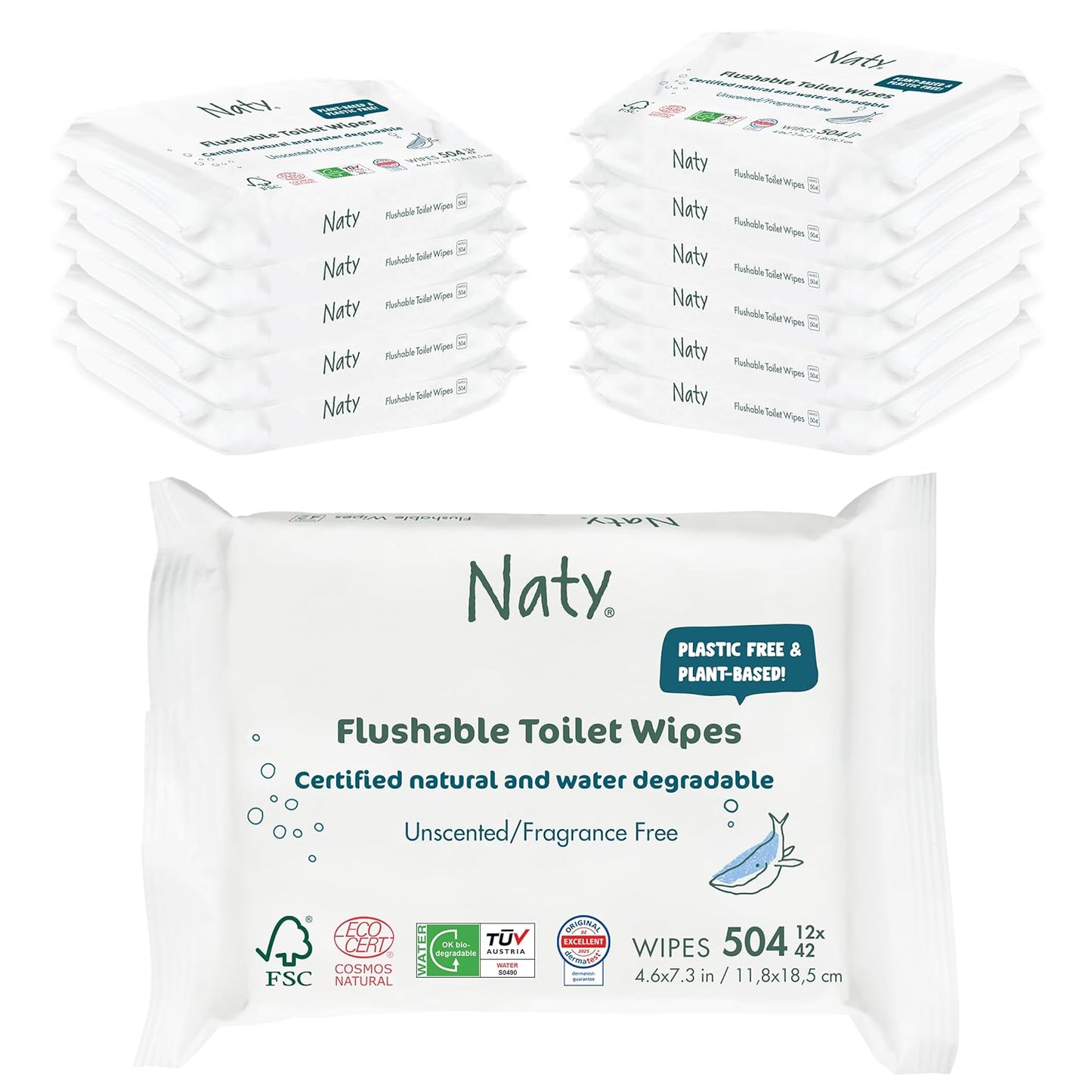 Naty Flushable Toddler & Baby Wet Wipes for Sensitive Skin
