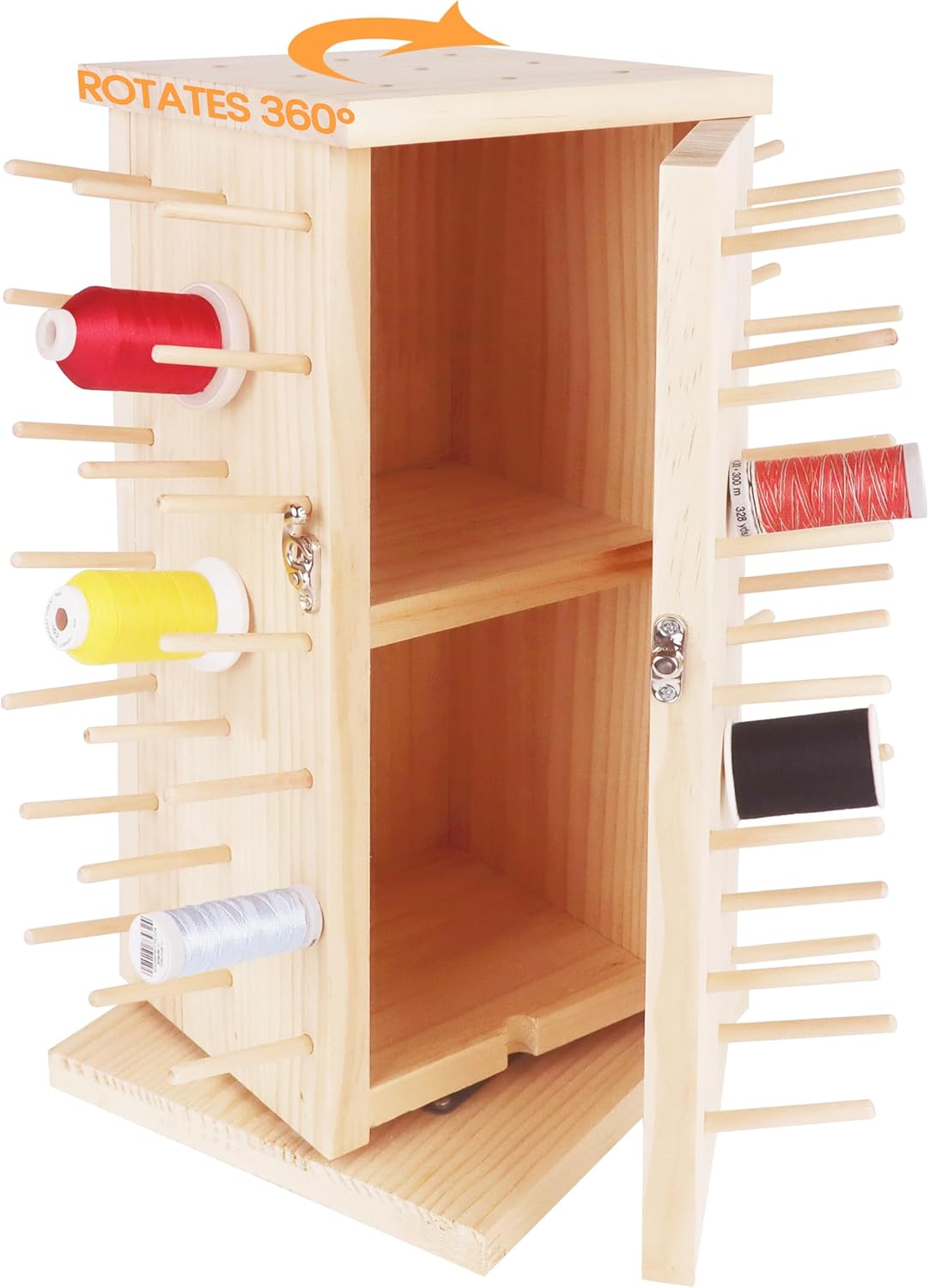 360 Fully Rotating Wooden Thread Rack for Sewing and Quilting