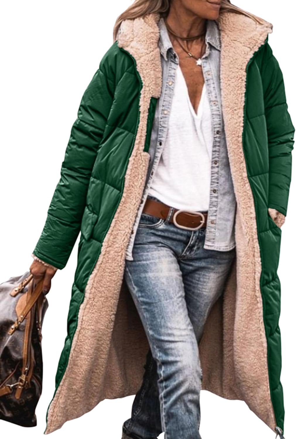 Cozy Shearling Long Coat by PRETTYGARDEN