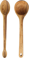 Italian Olive Wood 2-Piece Kitchen Utensil Set - 14in Ladle & Spoon
