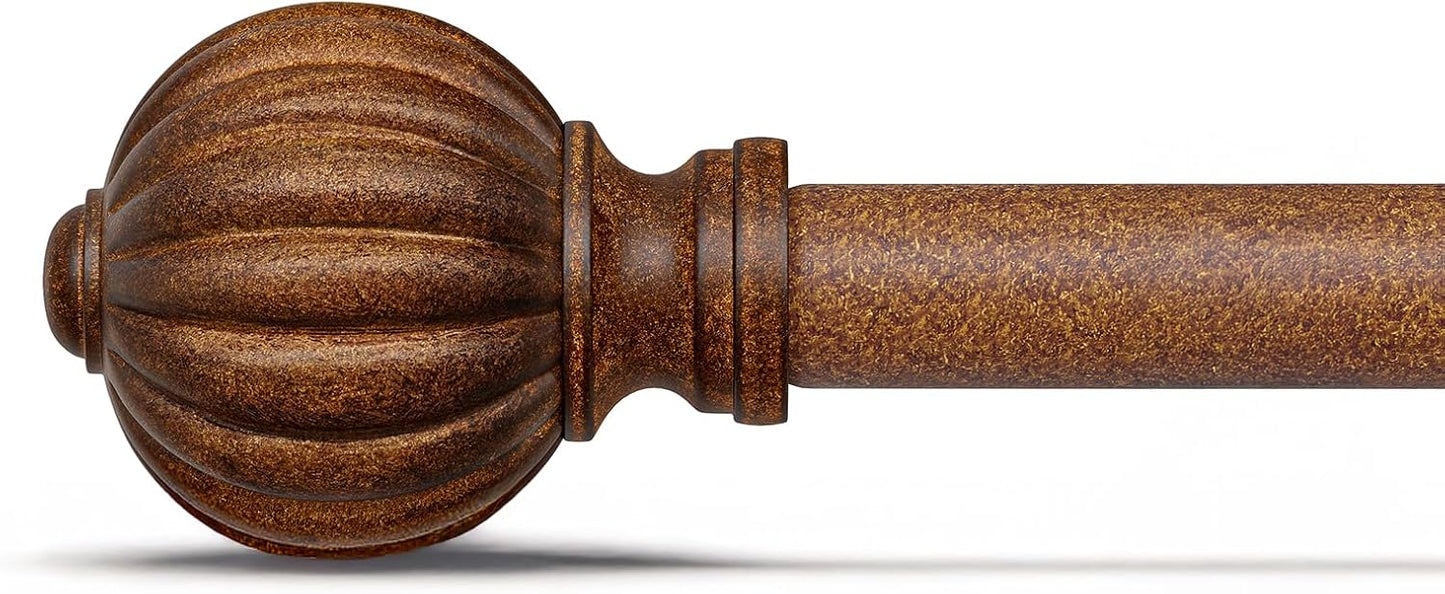 1 Inch Wood Adjustable Curtain Rods - Classic Style for 28-48'' Windows