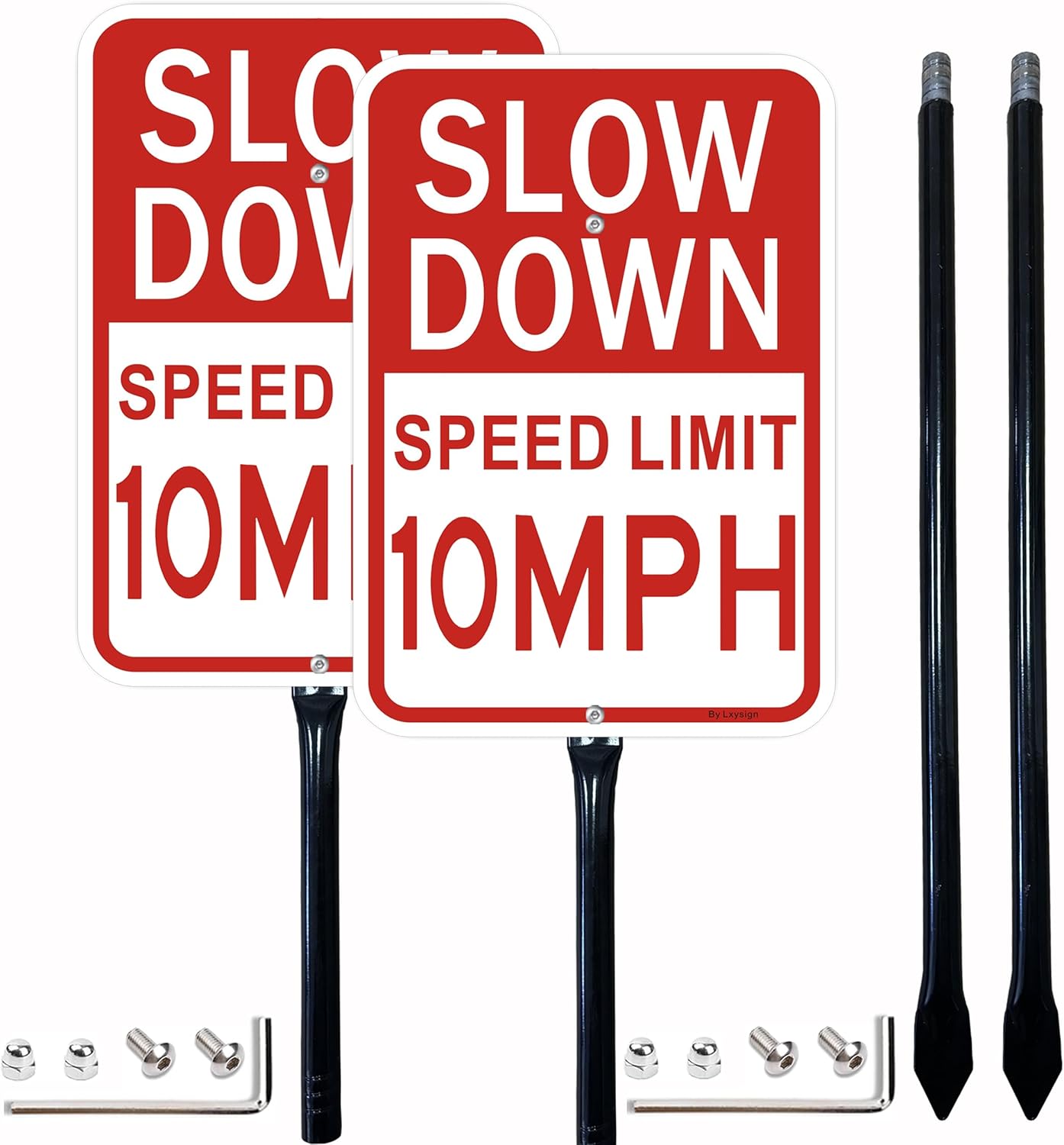 2 Pack Slow Down Sign with Stake for Speed Limit Control