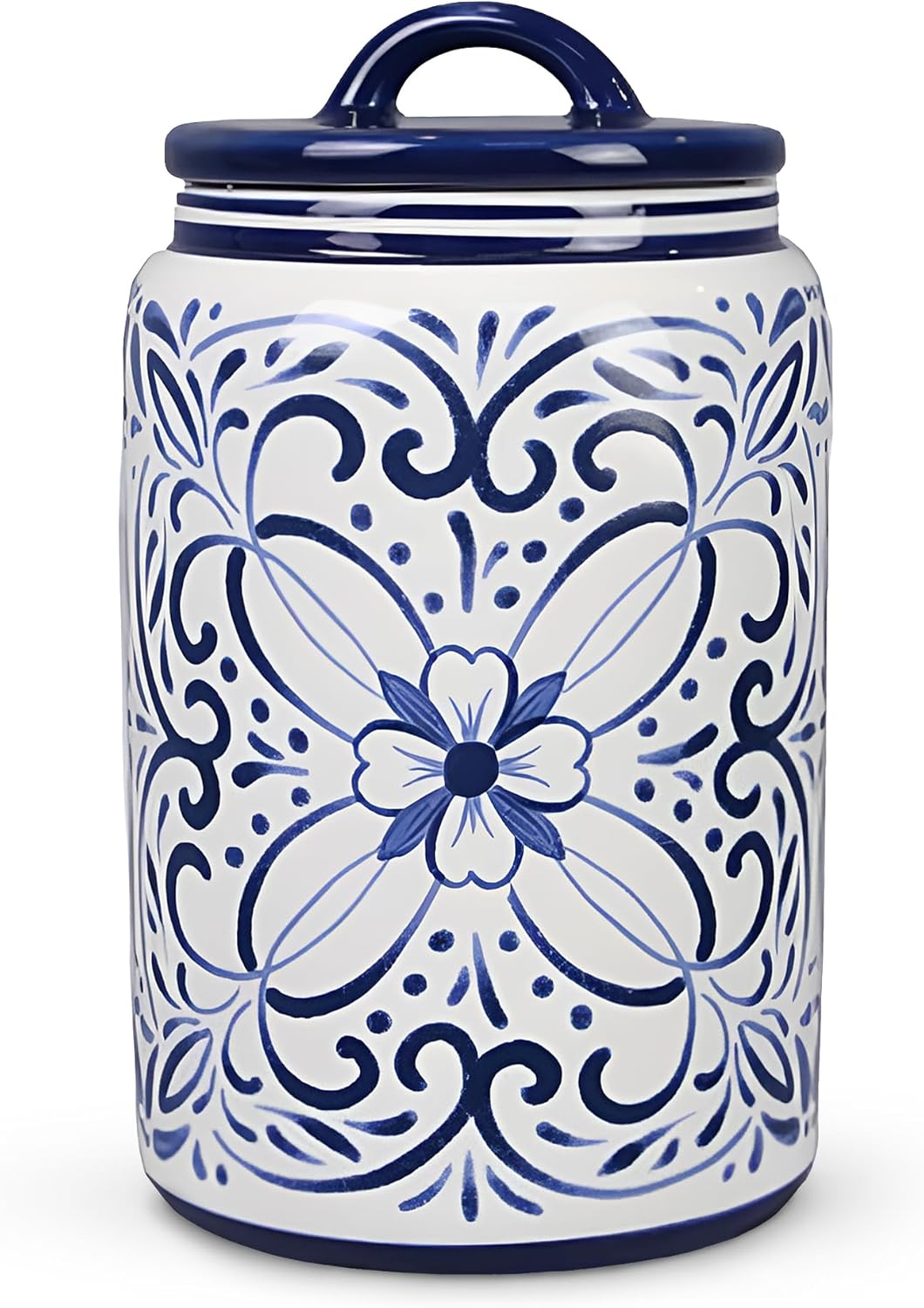 Ceramic Blue and White Talavera Treat Jar with Silicone Seal