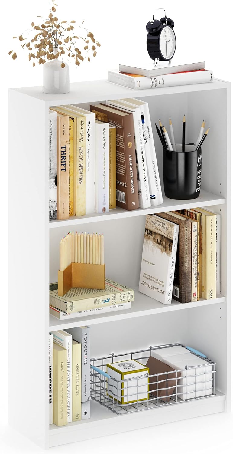 Furinno JAYA 3-Tier Bookshelf with Adjustable Shelves for Home