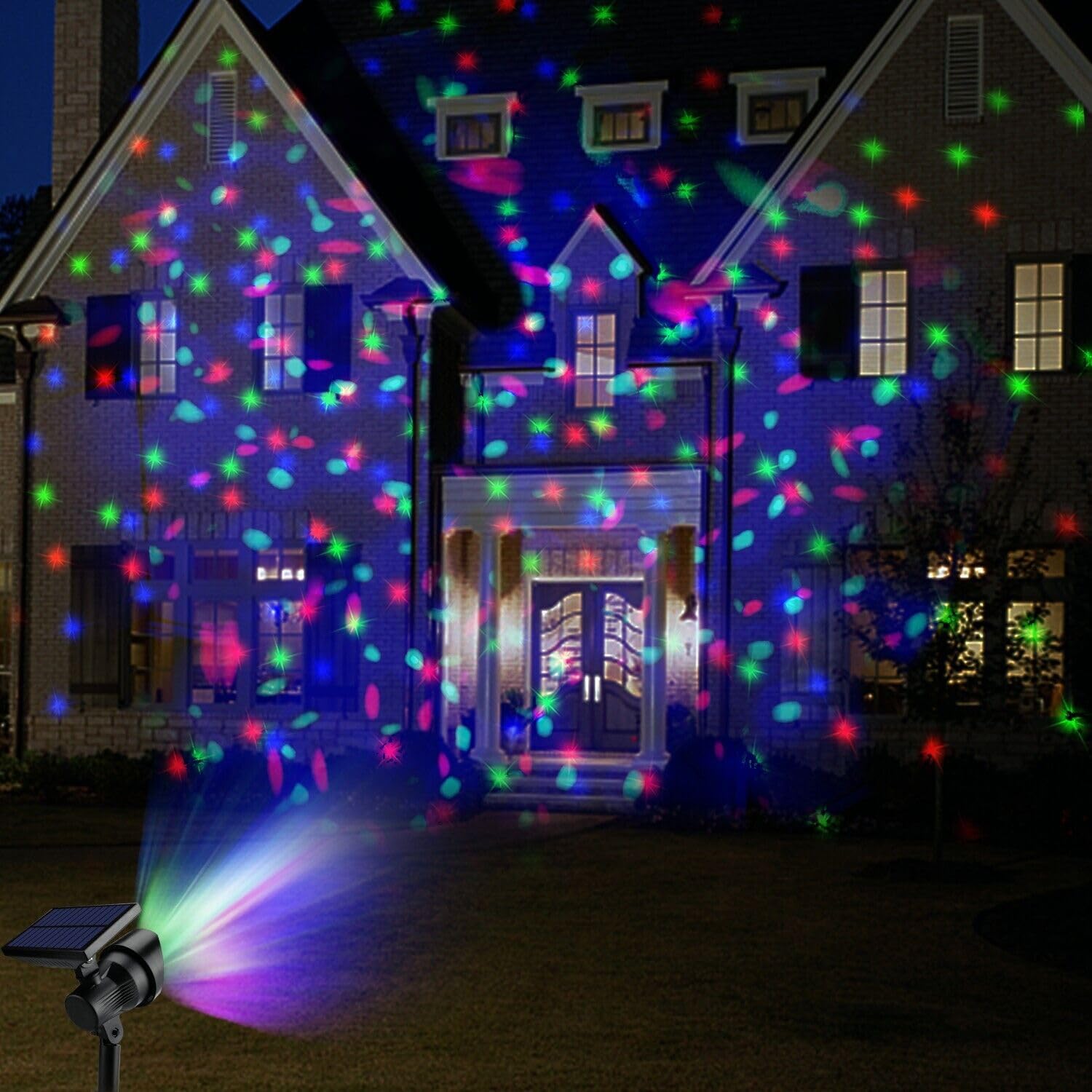 Vibrant Solar RGB Star Projector - Festive Xmas Light