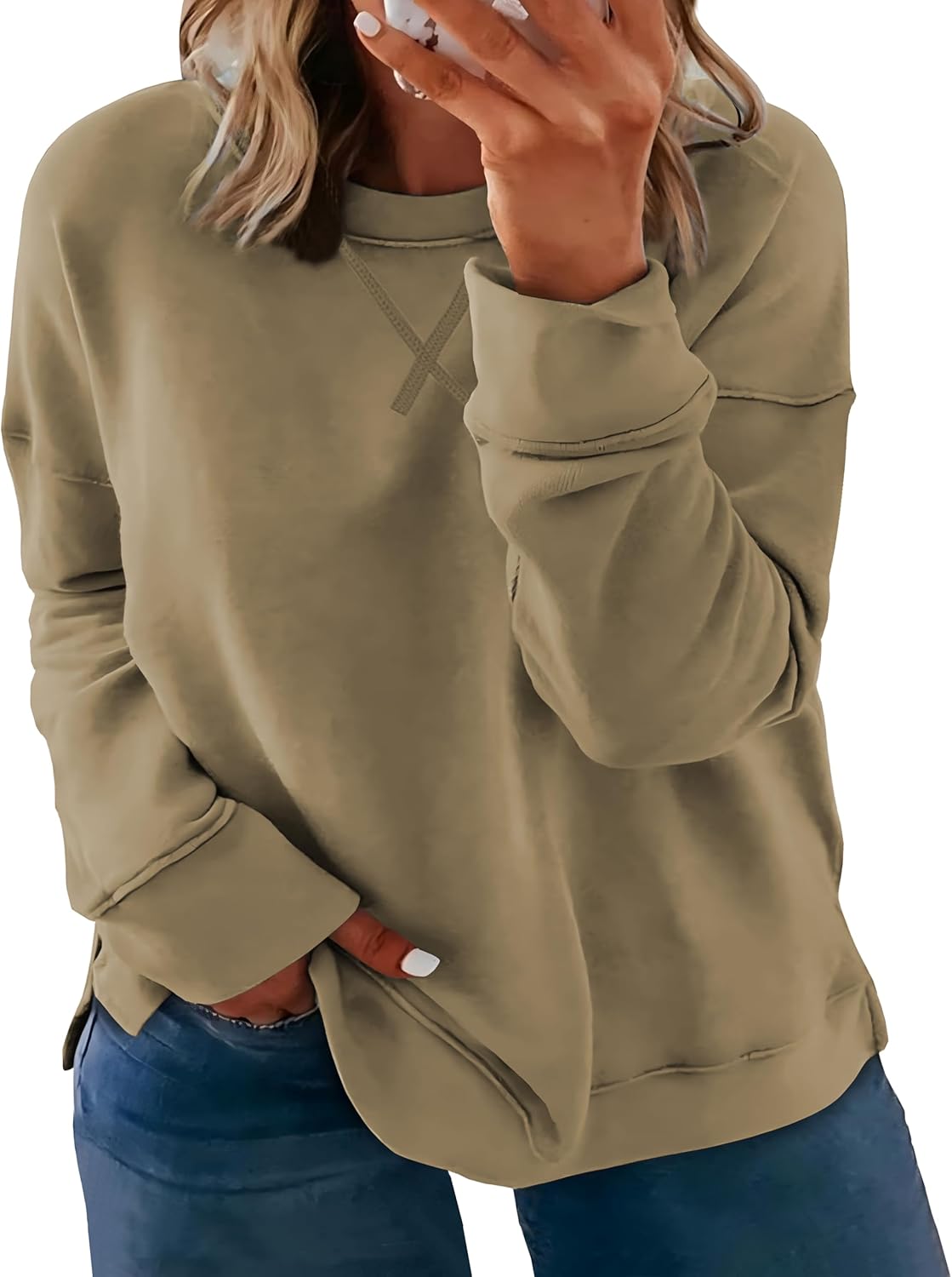 Women's Plus Size Casual Crew Neck Sweatshirt for Fall Fashion