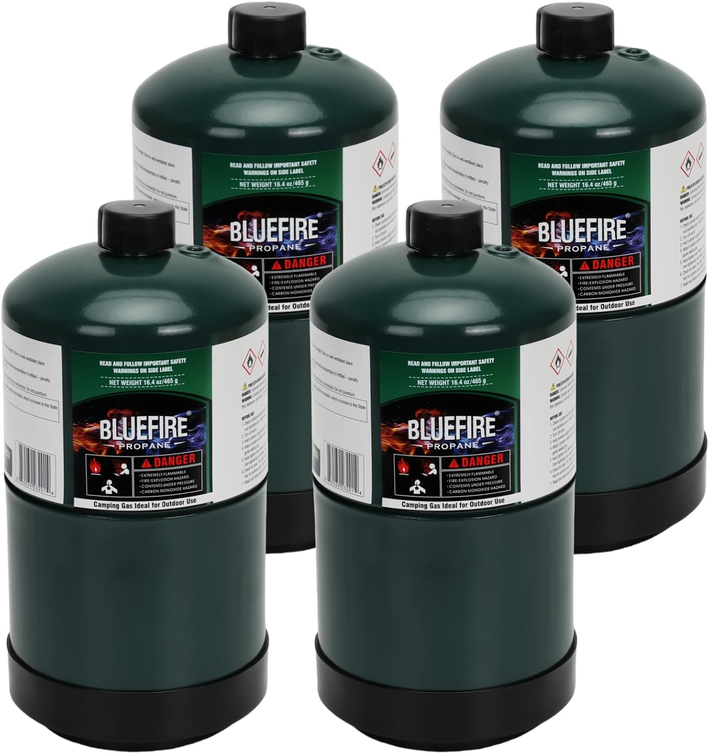 KOMAN BlueFire 1lb Propane Tanks Pack: Portable Camping Gas - Set of 4