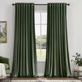 Velvet Room Darkening Curtains 96 in Olive Green - Thermal Insulated