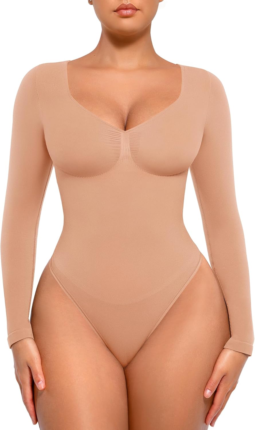 FeelinGirl Women's Long Sleeve Shapewear Bodysuit for Tummy Control