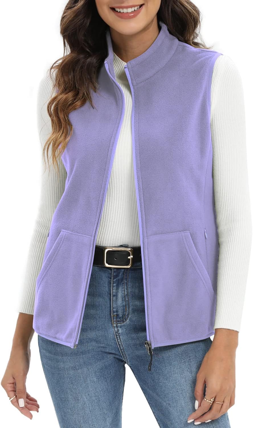 Xeoxarel Women's Fleece Vest with 6 Pockets for Comfort