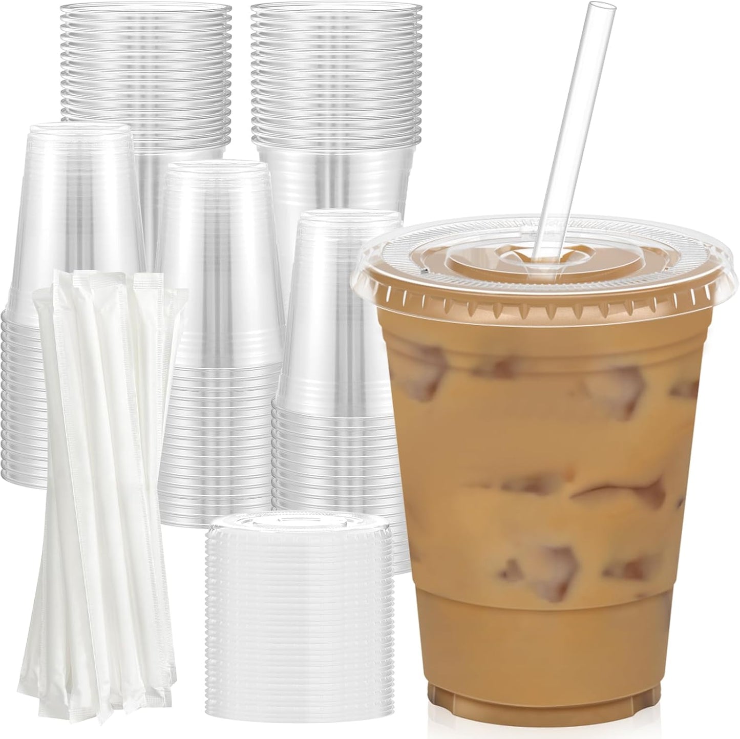 Sturdy 16 oz Clear Plastic Cups for Cold Drinks