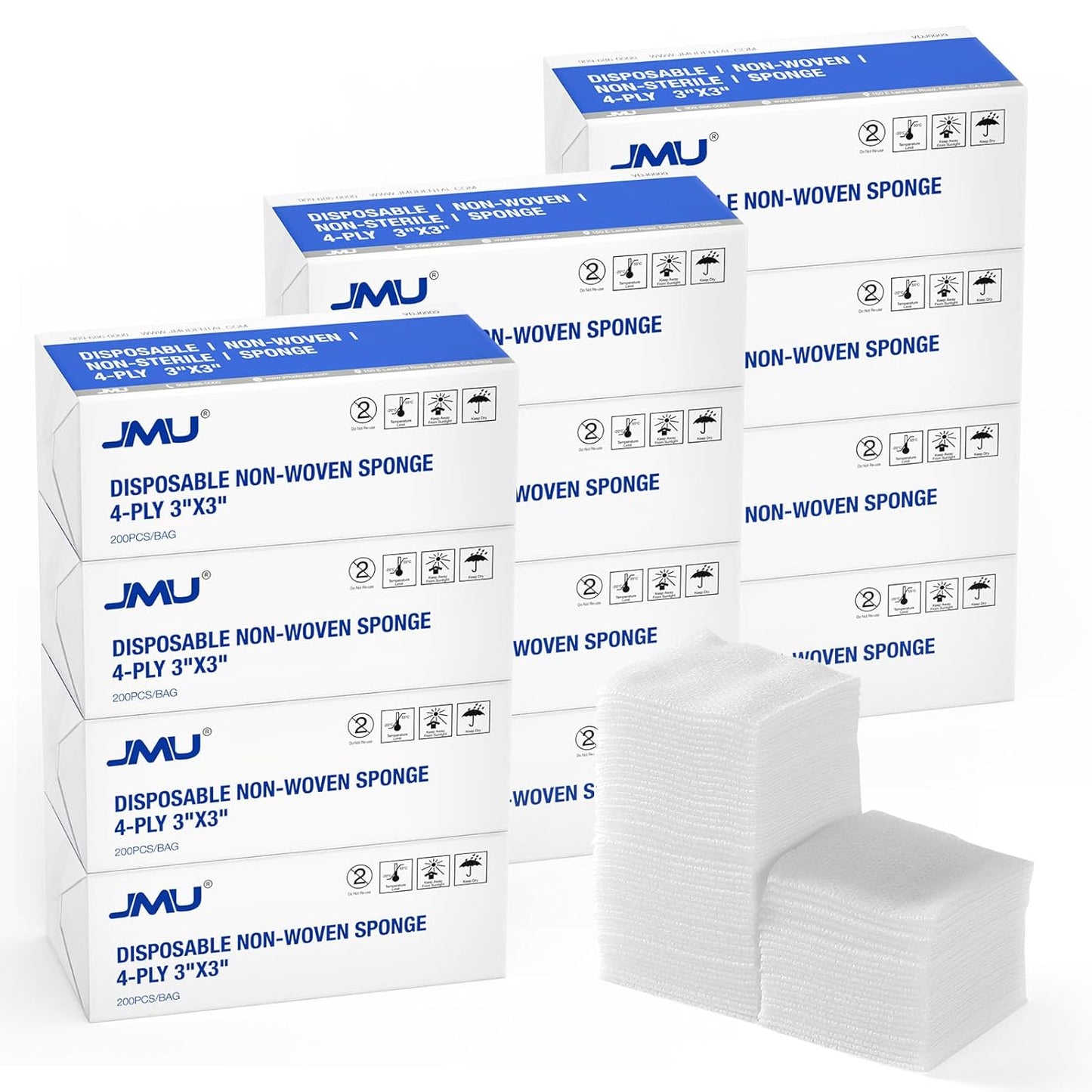 JMU 2400 Gauze Pads 3x3 for All Purpose Medical Use