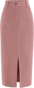 Corduroy Skirt Women High Waisted Pencil Midi - Fall Work Staple