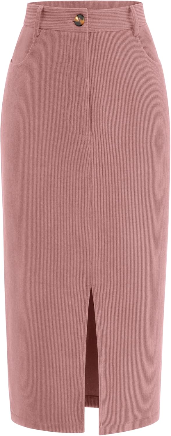 PRETTYGARDEN High Waisted Pencil Midi Skirt for Women Fashion