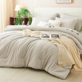 CozyLux King Comforter Set Beige 7PC - Soft All-Season Comfort