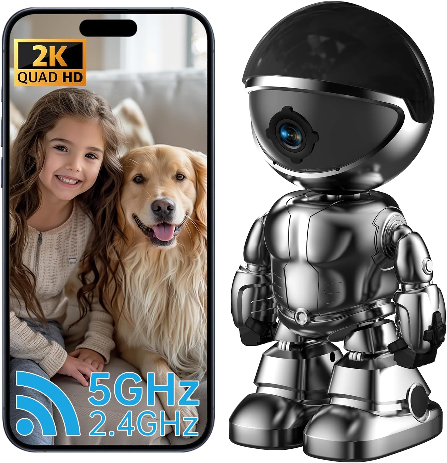 Chpuss Smart Pet Cam: 2k Video, Motion Tracking, Night Vision
