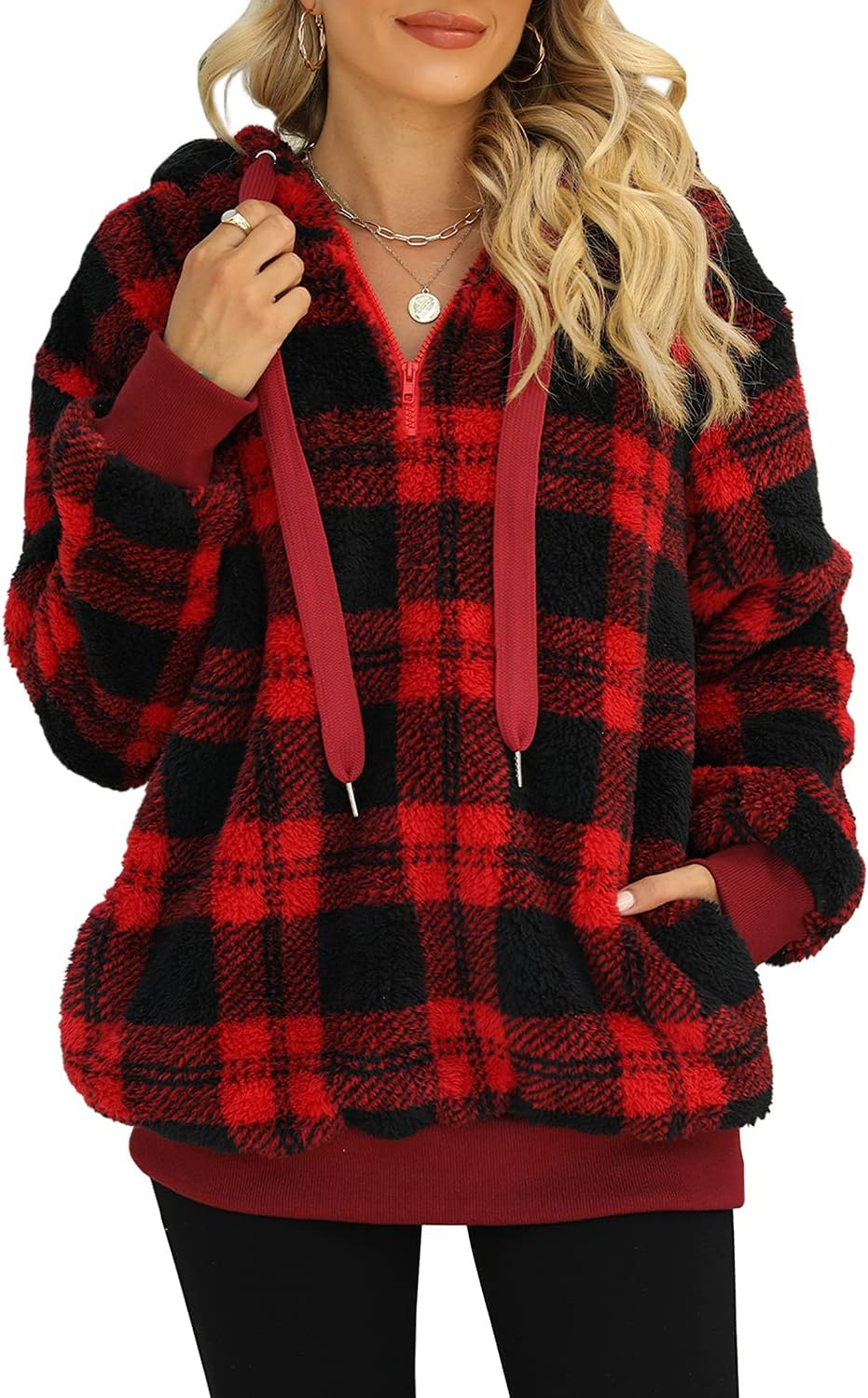 Oversized Sherpa Pullover Hoodie for Women - Cozy and Stylish