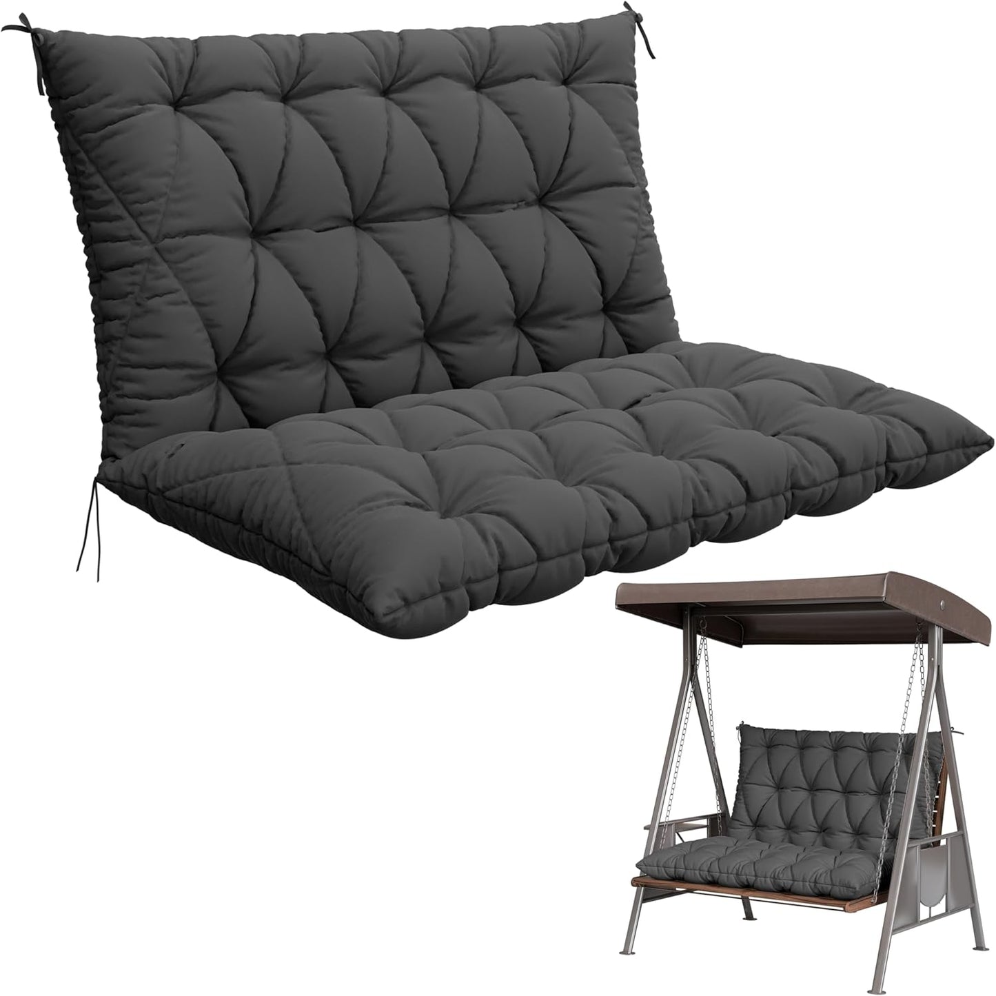 Porch Swing Cushion with Backrest for Outdoor Furniture Comfort