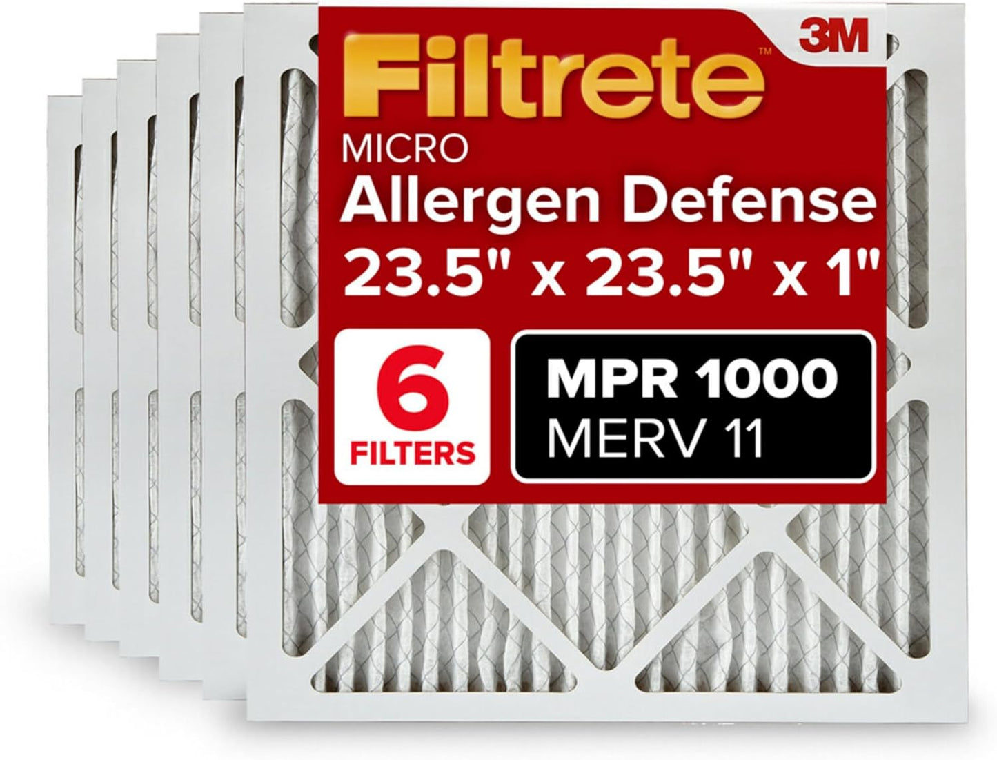 Filtrete 23.5x23.5x1 MERV 11 Air Filter 6-Pack - Micro Allergen Defense
