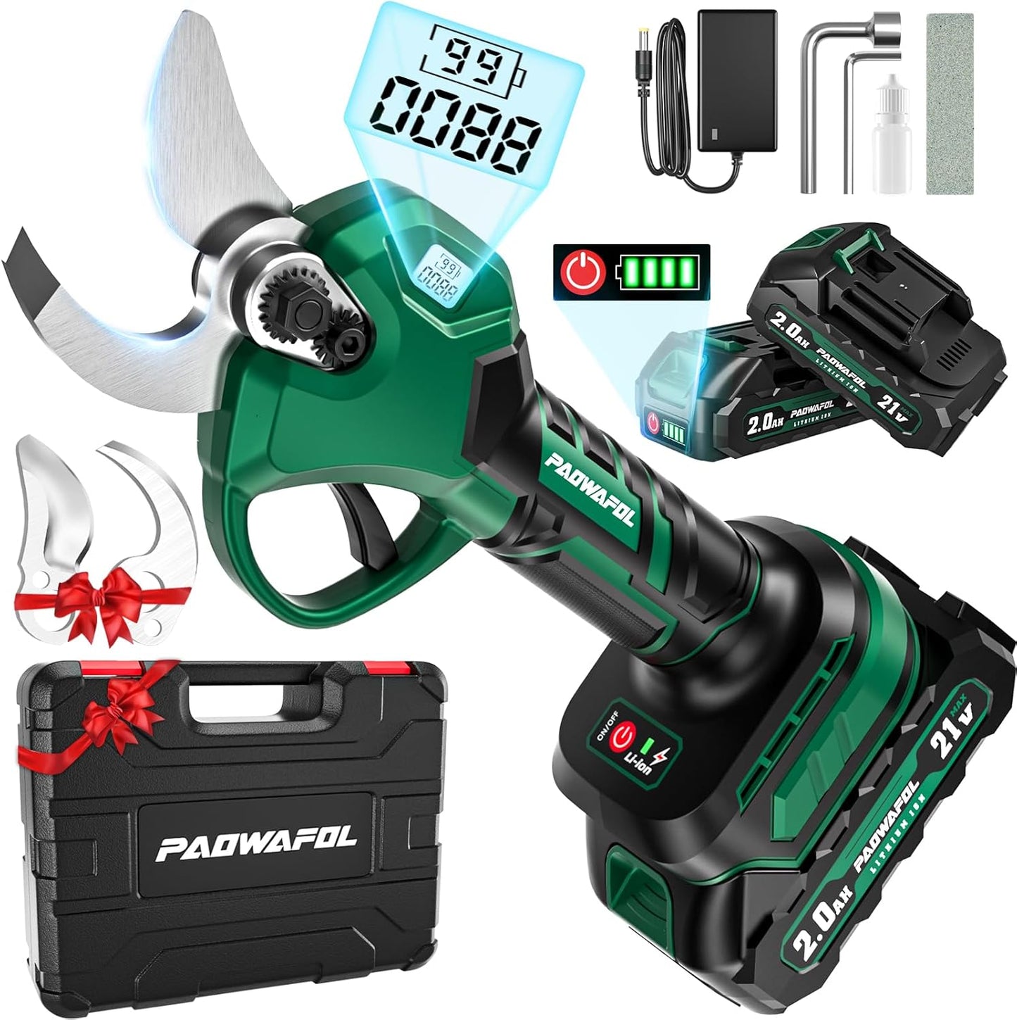 21V Electric Pruning Shears with Rechargeable Batteries and Blades