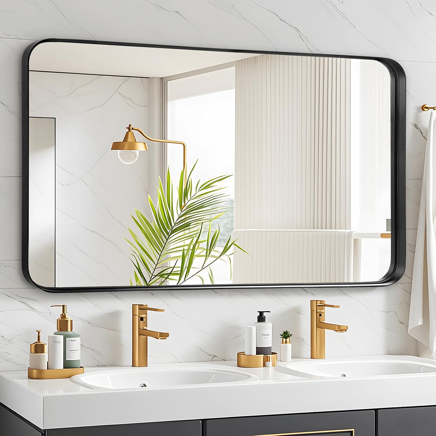 Fabuday Bathroom Mirror with Black Frame - 24x40 Inch Design
