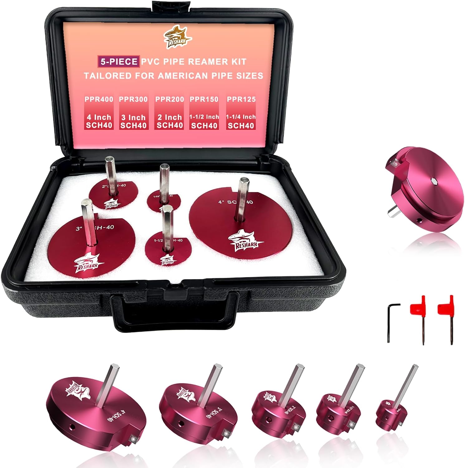 5 Pcs PVC Pipe Reamer Kit for Efficient Plumbing Repairs
