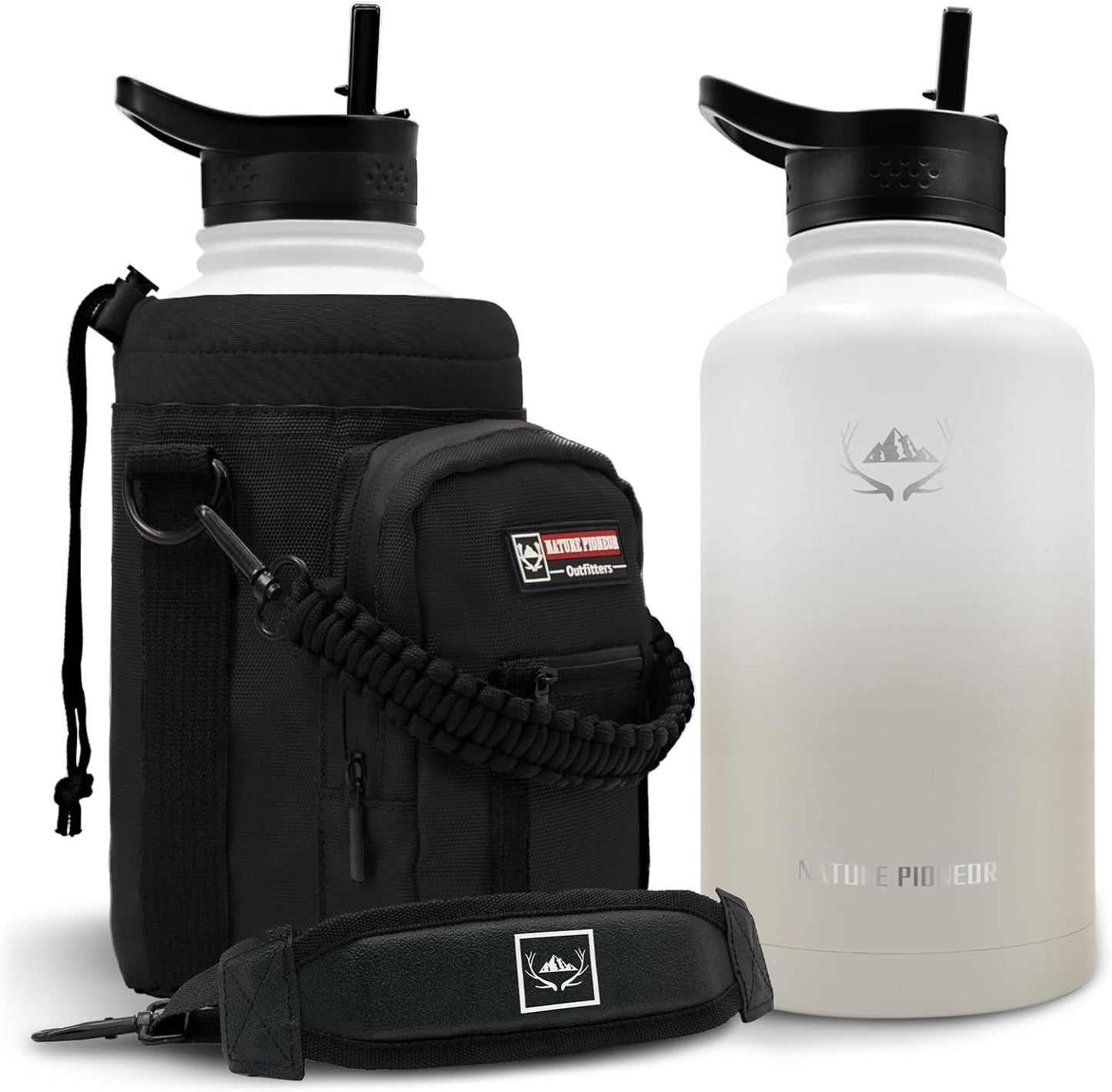 Insulated Water Bottles with Straw - 64oz Stainless Steel Jug