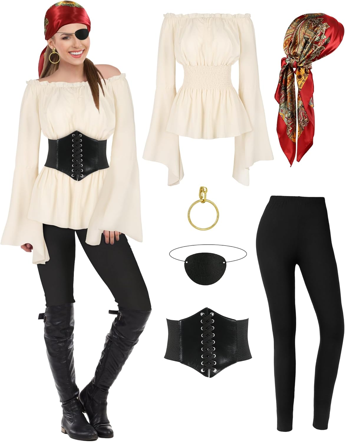 CICOCI Pirate Costume For Women With Accessories For Halloween
