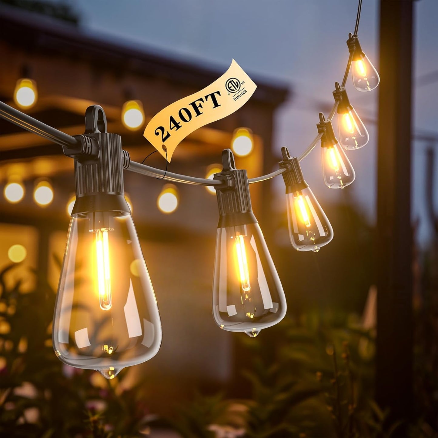 Kawaya 240FT String Lights for Outdoor Patio Waterproof LED