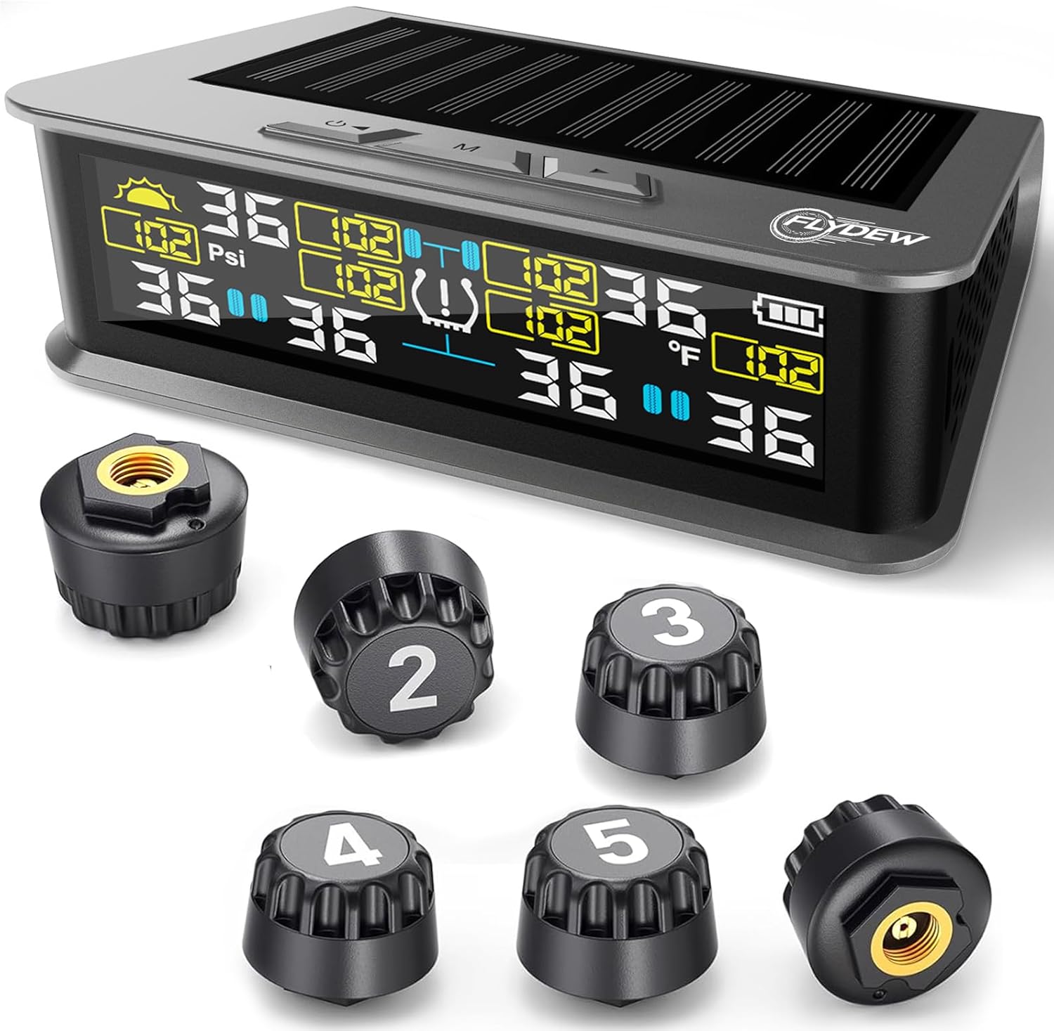 6-Wheel Tire Pressure Monitoring System with 6 Sensors & Alarms