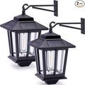 2 Pack Solar Wall Lanterns - Warm White Outdoor Hanging Sconces